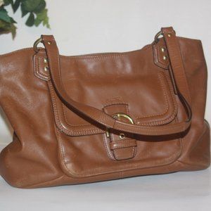 COACH F24961 Campbell Leather Belle Carryall Tote Bag Camel Brown 24961